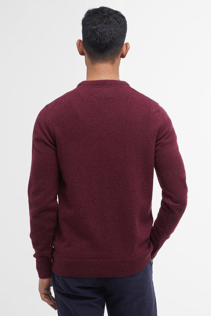 Barbour MKN0844 Essential Tisbury Regular Fit Wool Blend Crew Neck Jumper Ruby