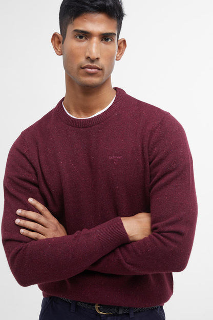 Barbour MKN0844 Essential Tisbury Regular Fit Wool Blend Crew Neck Jumper Ruby