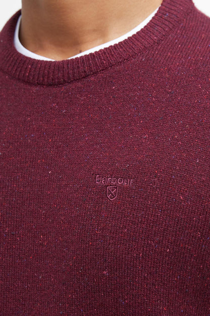Barbour MKN0844 Essential Tisbury Regular Fit Wool Blend Crew Neck Jumper Ruby