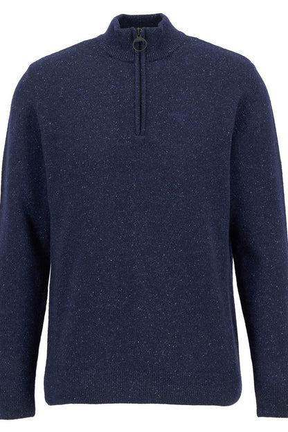 Barbour MKN1187 Essential Tisbury Regular Fit Wool Blend Quarter Zip Jumper Navy
