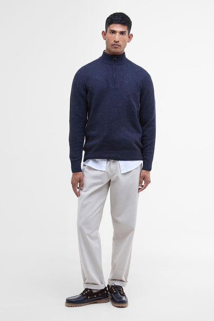 Barbour MKN1187 Essential Tisbury Regular Fit Wool Blend Quarter Zip Jumper Navy