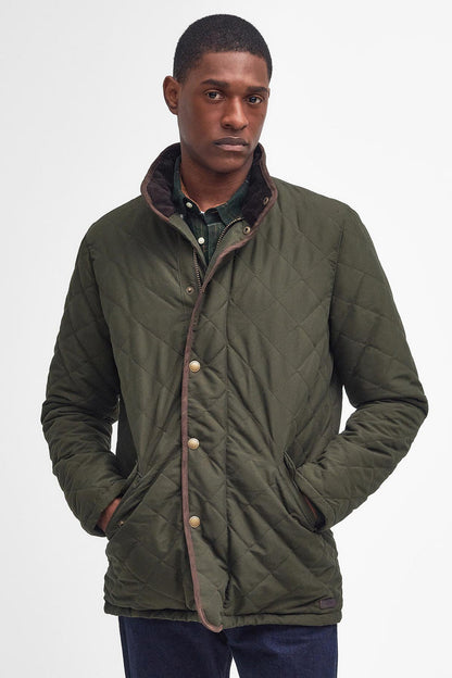 Barbour MQU1585 Waterproof Shoveler Regular Fit Quilted Jacket Dark Olive