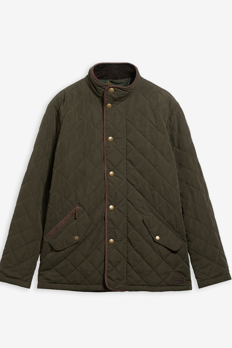 Barbour MQU1585 Waterproof Shoveler Regular Fit Quilted Jacket Dark Olive