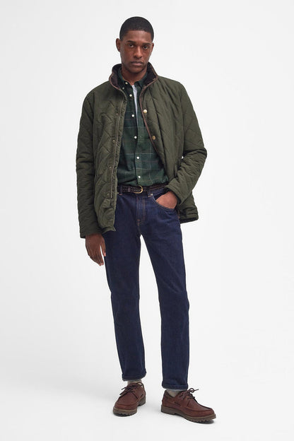 Barbour MQU1585 Waterproof Shoveler Regular Fit Quilted Jacket Dark Olive