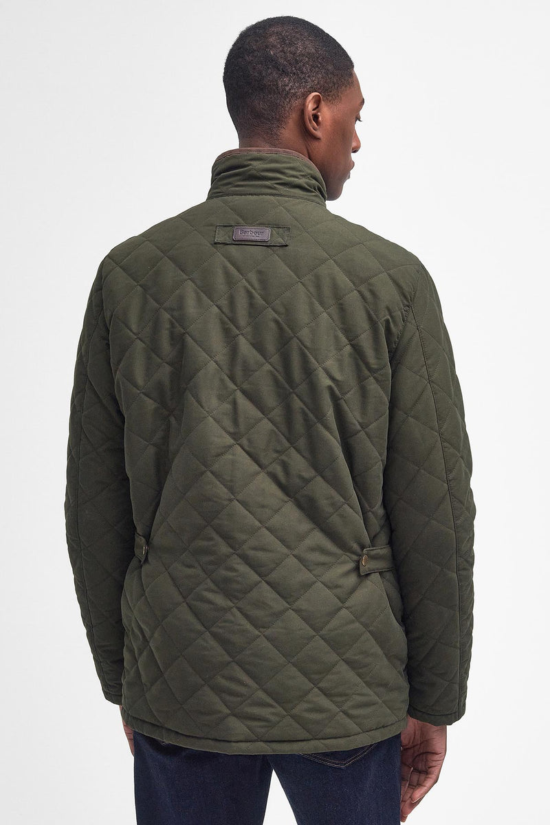 Barbour MQU1585 Waterproof Shoveler Regular Fit Quilted Jacket Dark Olive