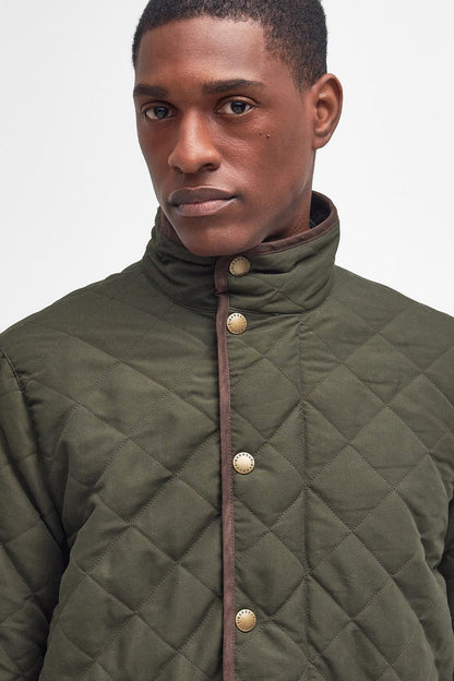 Barbour MQU1585 Waterproof Shoveler Regular Fit Quilted Jacket Dark Olive