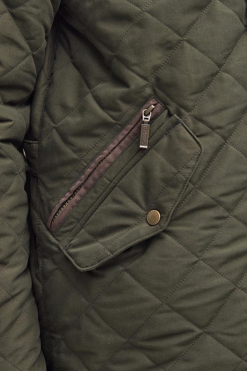Barbour MQU1585 Waterproof Shoveler Regular Fit Quilted Jacket Dark Olive