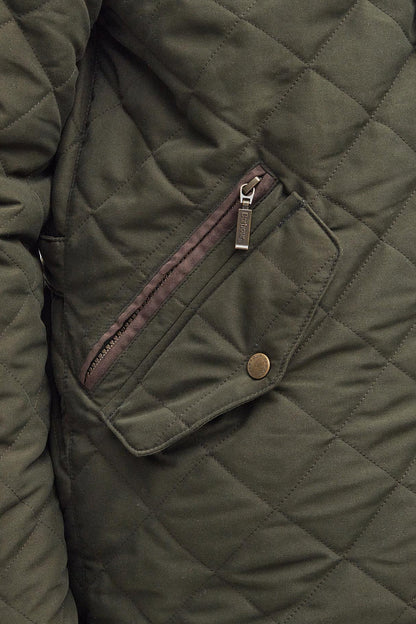 Barbour MQU1585 Waterproof Shoveler Regular Fit Quilted Jacket Dark Olive