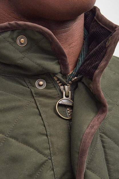 Barbour MQU1585 Waterproof Shoveler Regular Fit Quilted Jacket Dark Olive