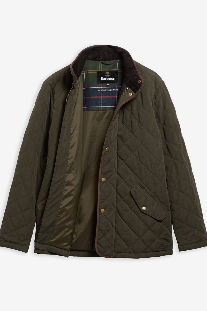 Barbour MQU1585 Waterproof Shoveler Regular Fit Quilted Jacket Dark Olive