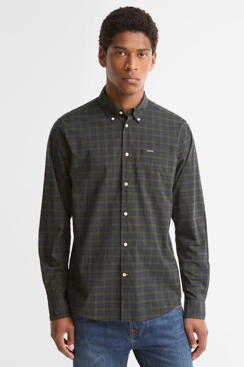 Barbour MSH5023 Lomond Tailored Fit Stretch Cotton Tartan Shirt Shadow