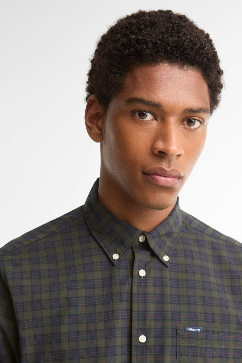 Barbour MSH5023 Lomond Tailored Fit Stretch Cotton Tartan Shirt Shadow