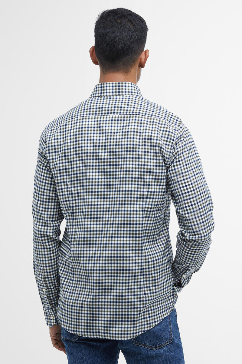Barbour MSH5242 Finkle Tailored Fit Brushed Cotton Gingham Shirt Olive