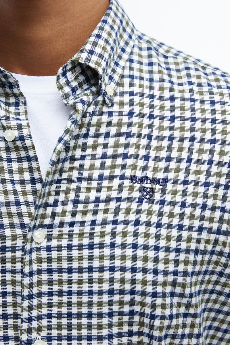 Barbour MSH5242 Finkle Tailored Fit Brushed Cotton Gingham Shirt Olive
