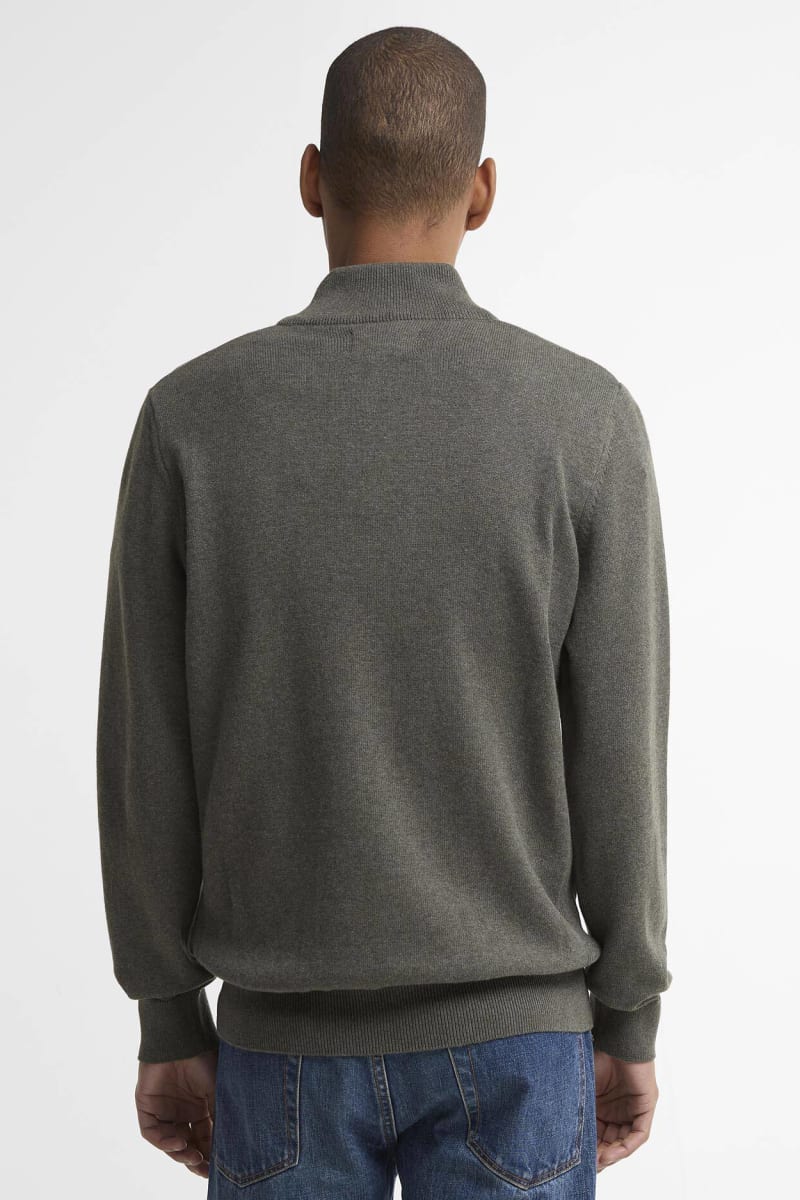 Barbour Cotton Half Zip Knit Olive Jumper