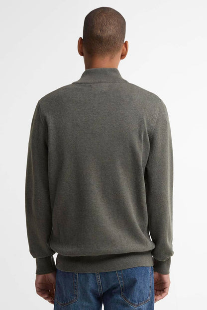 Barbour Cotton Half Zip Knit Olive Jumper