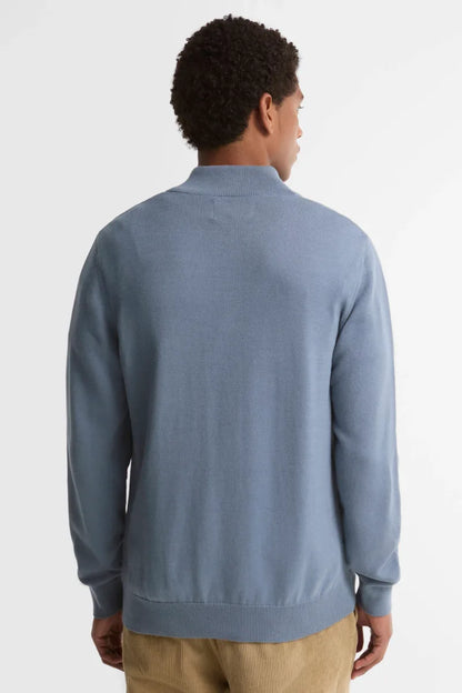 Barbour Cotton Half Zip Knit Blue Jumper