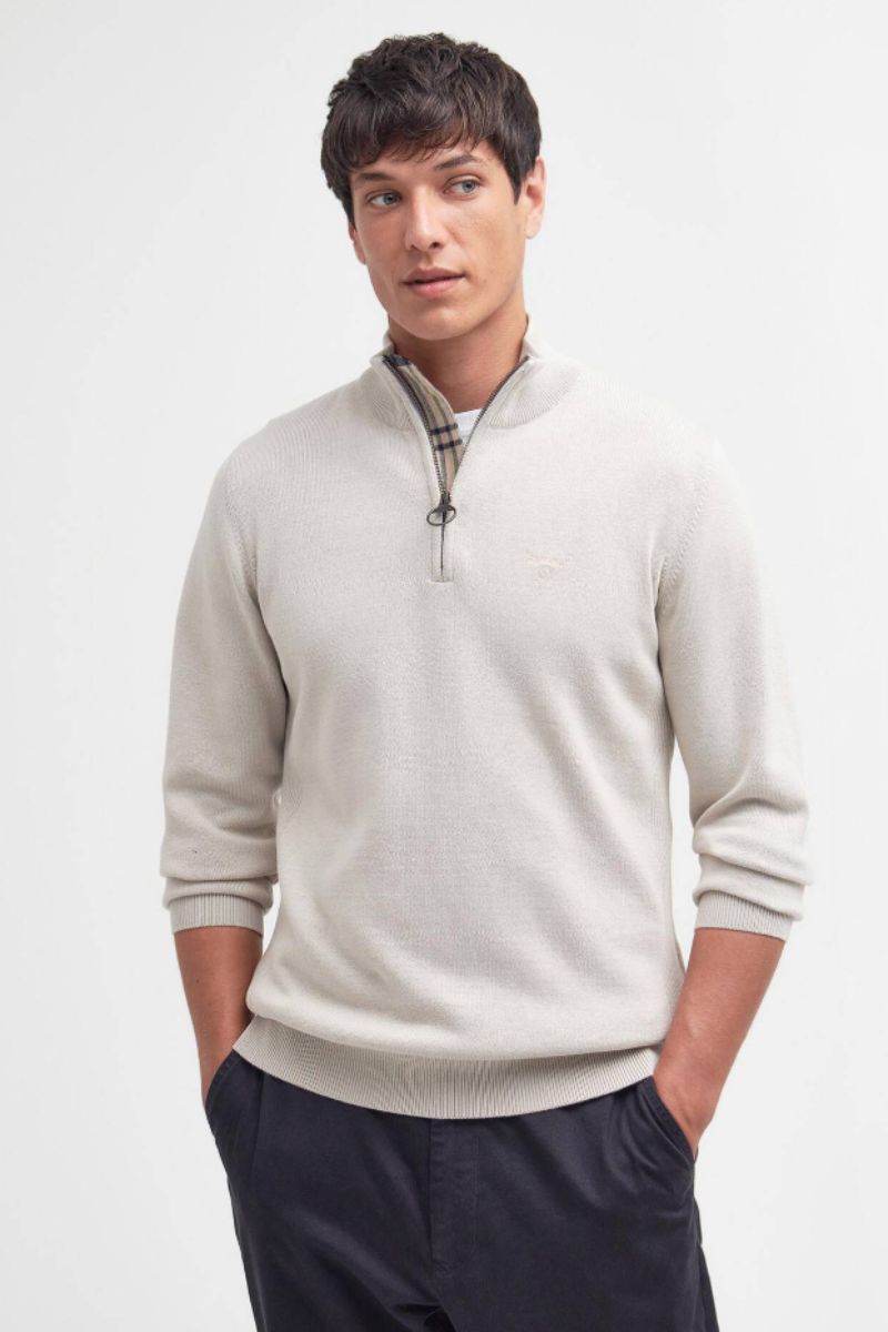 Barbour Cotton Half Zip Jumper Mist