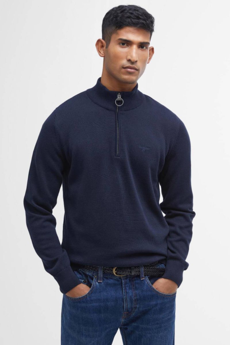 Barbour Cotton Half Zip Jumper Navy