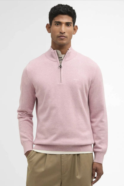 Barbour Cotton Half Zip Jumper Pink