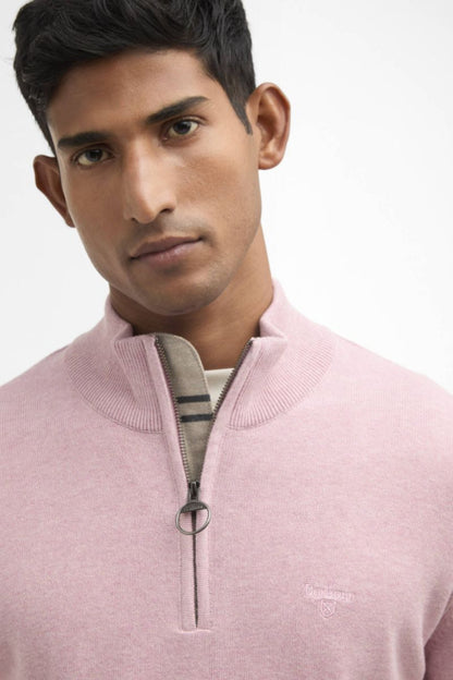 Barbour Cotton Half Zip Jumper Pink