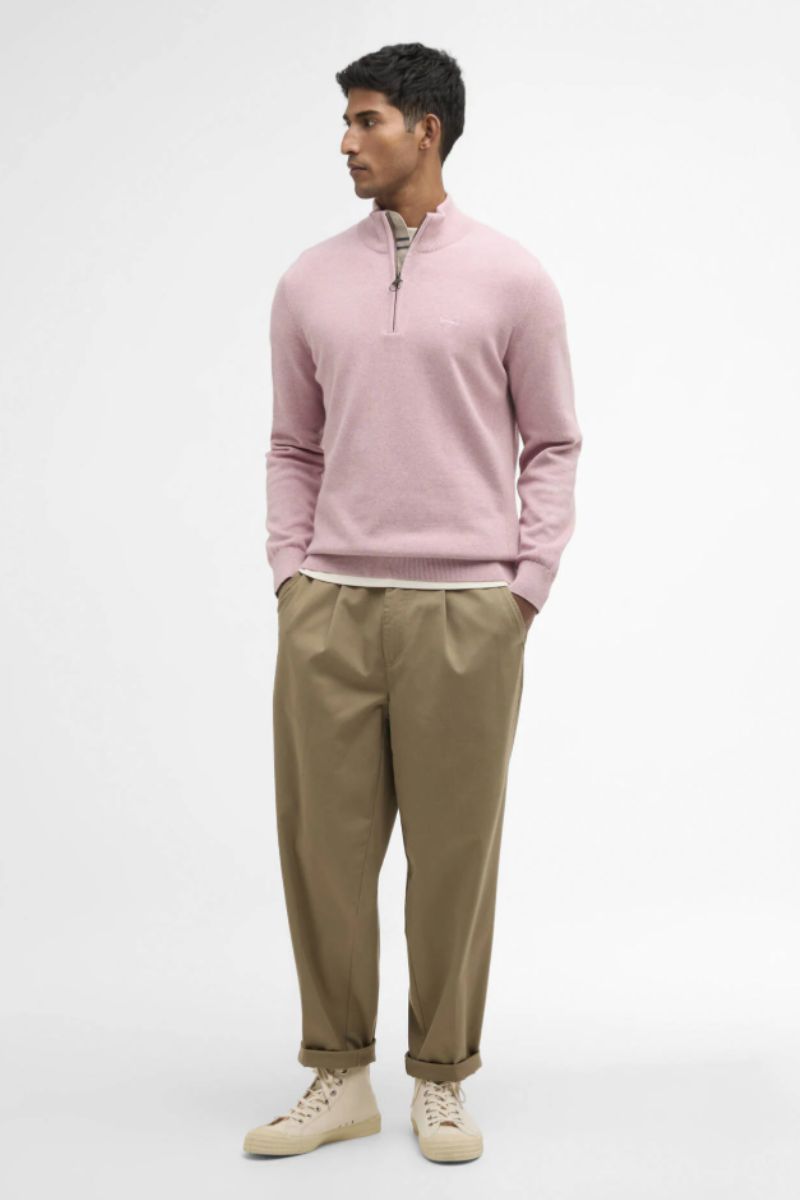 Barbour Cotton Half Zip Jumper Pink
