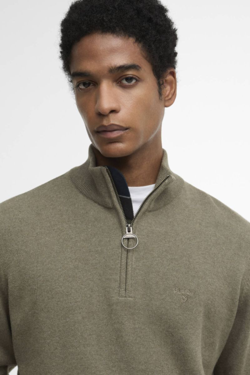 Barbour Cotton Half Zip Jumper Olive