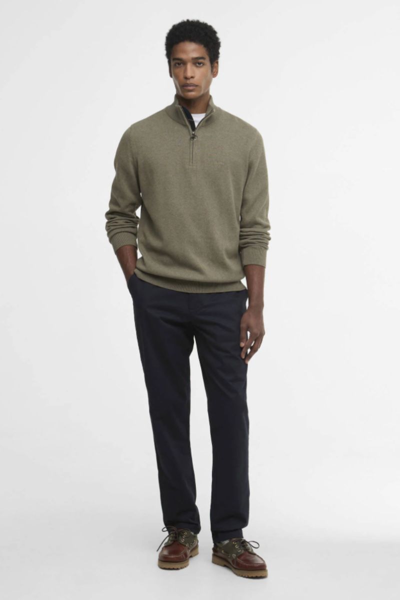 Barbour Cotton Half Zip Jumper Olive