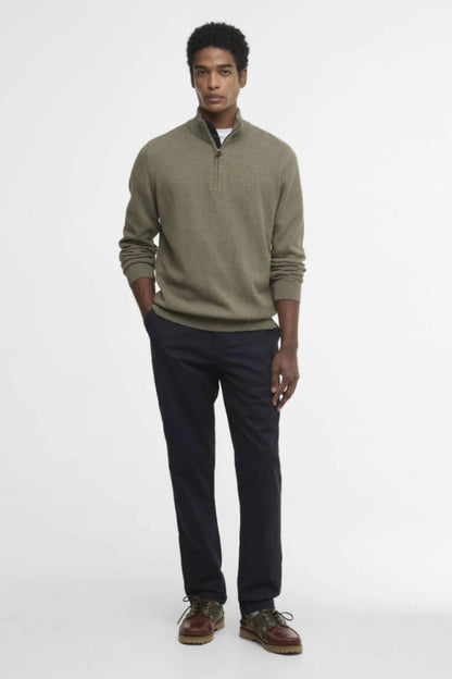 Barbour Cotton Half Zip Jumper Olive