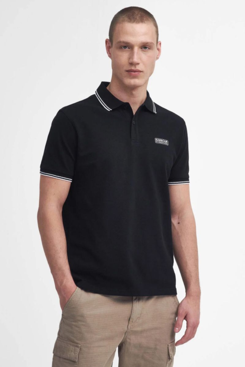 Barbour International Evan Tipped Polo Black
