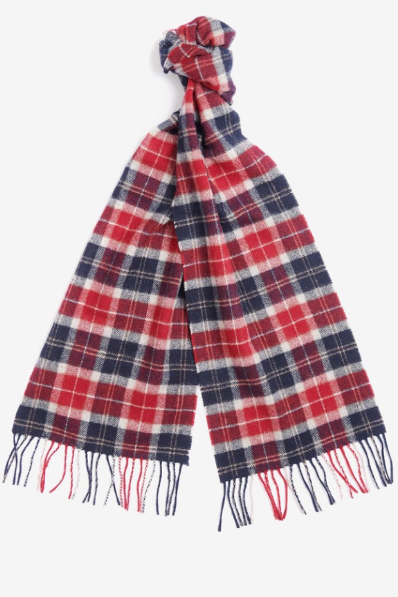 Barbour Tartan Lambswool Scarf Cranberry