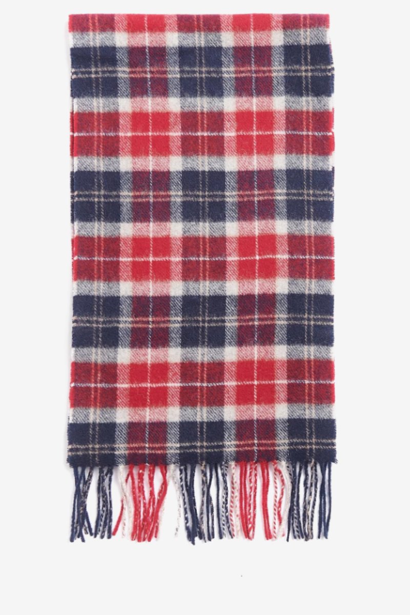 Barbour Tartan Lambswool Scarf Cranberry