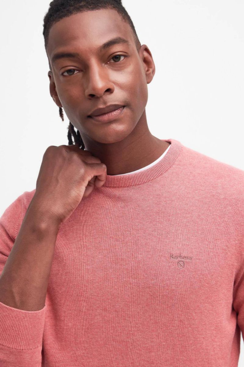 Barbour Pima Cotton Crew Jumper Pink Clay