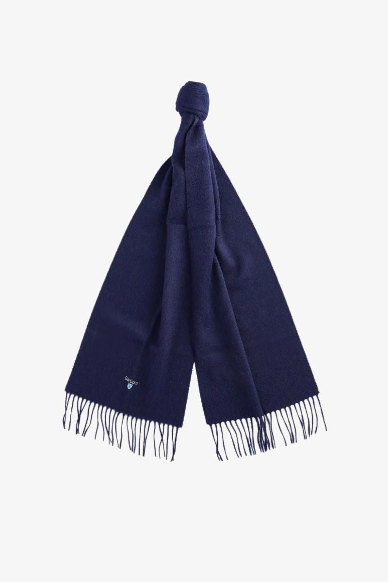Barbour Plain Lambs Wool Scarf Navy
