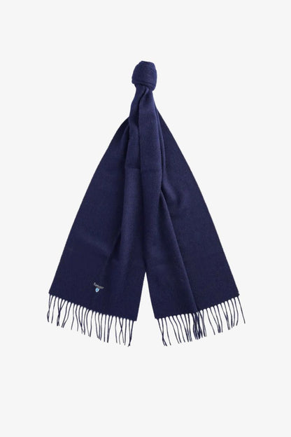 Barbour Plain Lambs Wool Scarf Navy