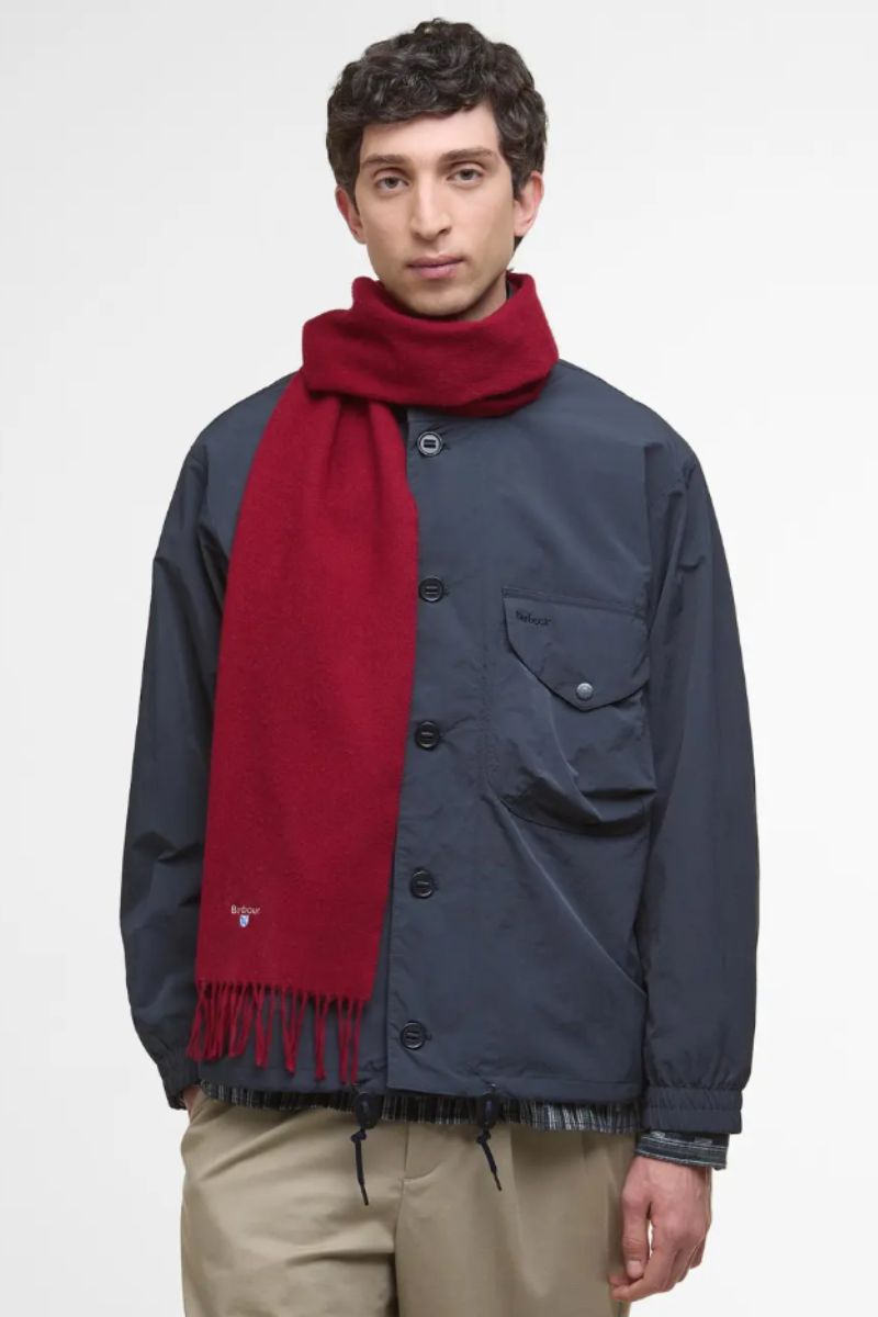Barbour Plain Lambs Wool Scarf Red