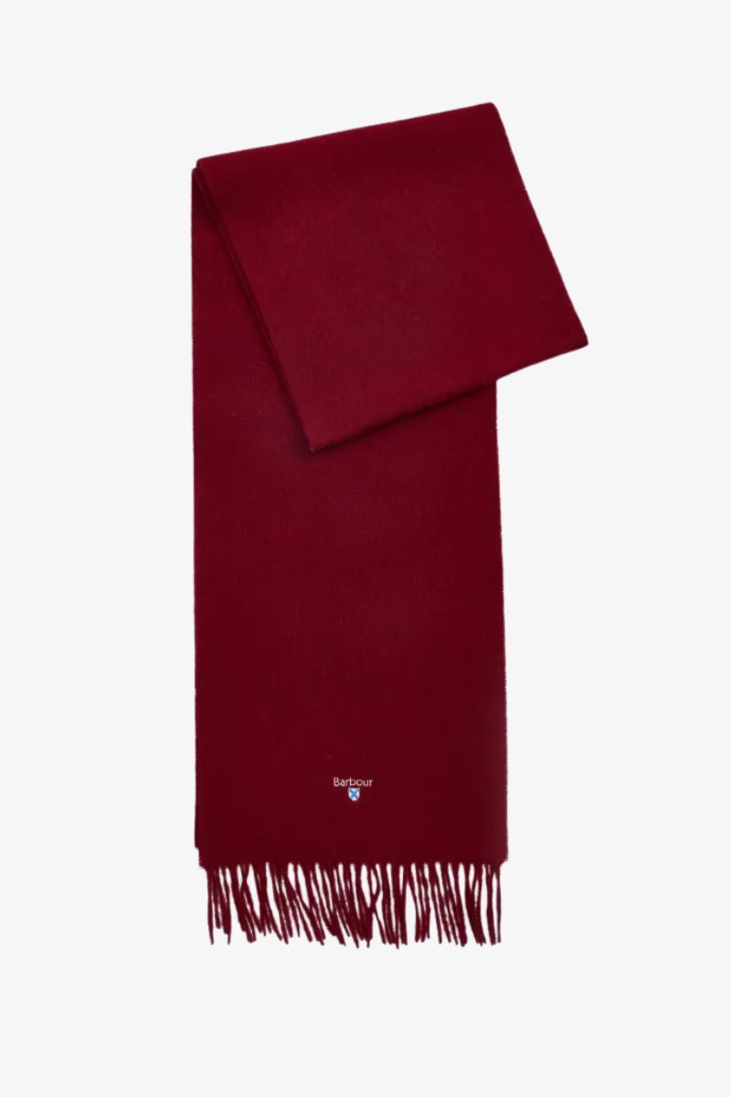 Barbour Plain Lambs Wool Scarf Red