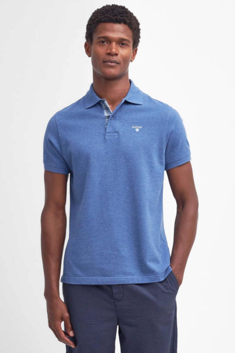 Barbour Tartan Pique Poloshirt Dark Chambray