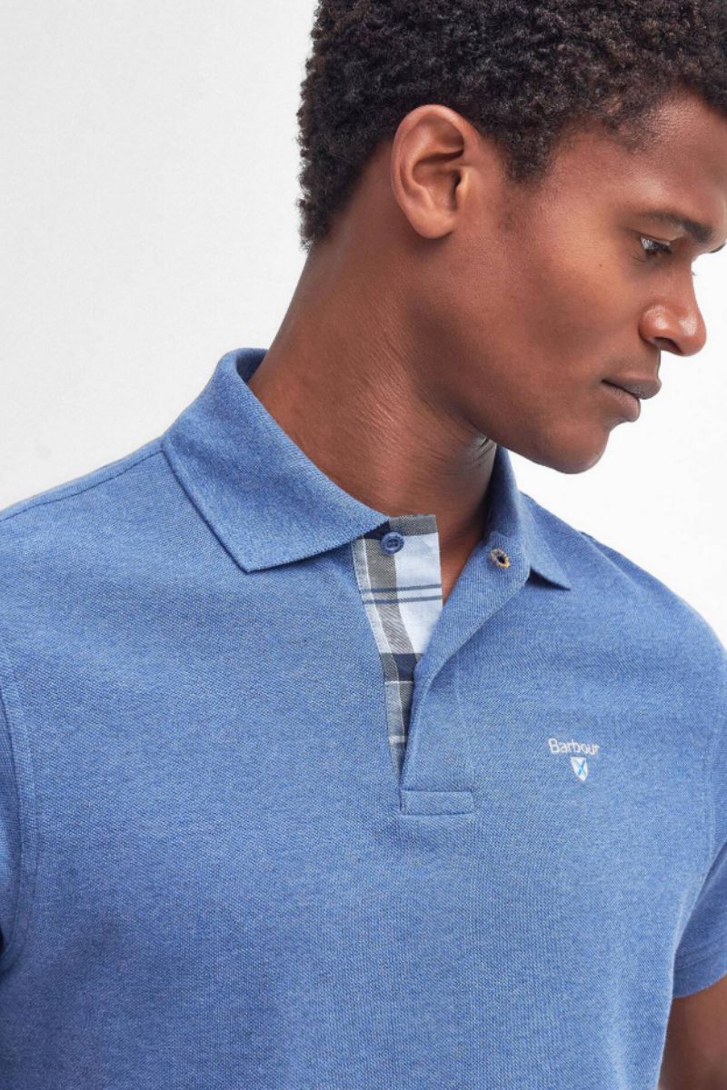 Barbour Tartan Pique Poloshirt Dark Chambray