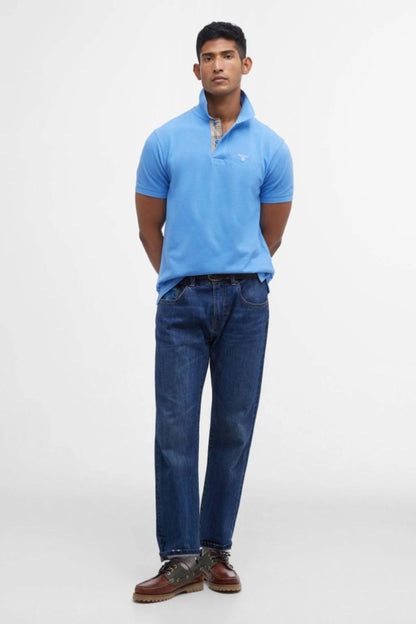 Barbour Tartan Pique Poloshirt Delft Blue