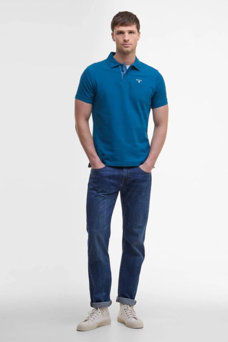 Barbour Tartan Pique Poloshirt Lyons Blue