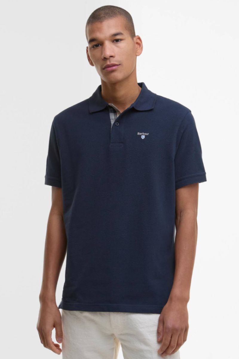 Barbour Tartan Pique Polo Navy