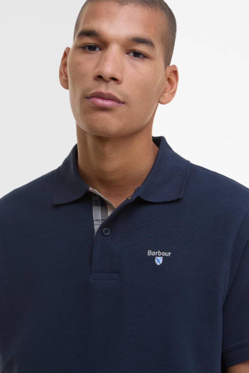 Barbour Tartan Pique Polo Navy