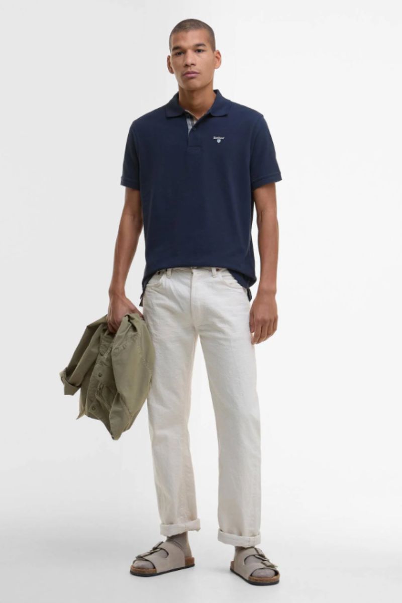 Barbour Tartan Pique Polo Navy