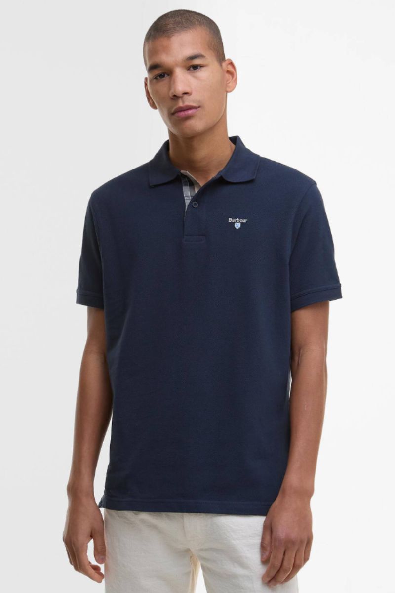 Barbour Tartan Pique Poloshirt New Navy