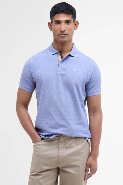 Barbour Tartan Pique Poloshirt Sky Marl