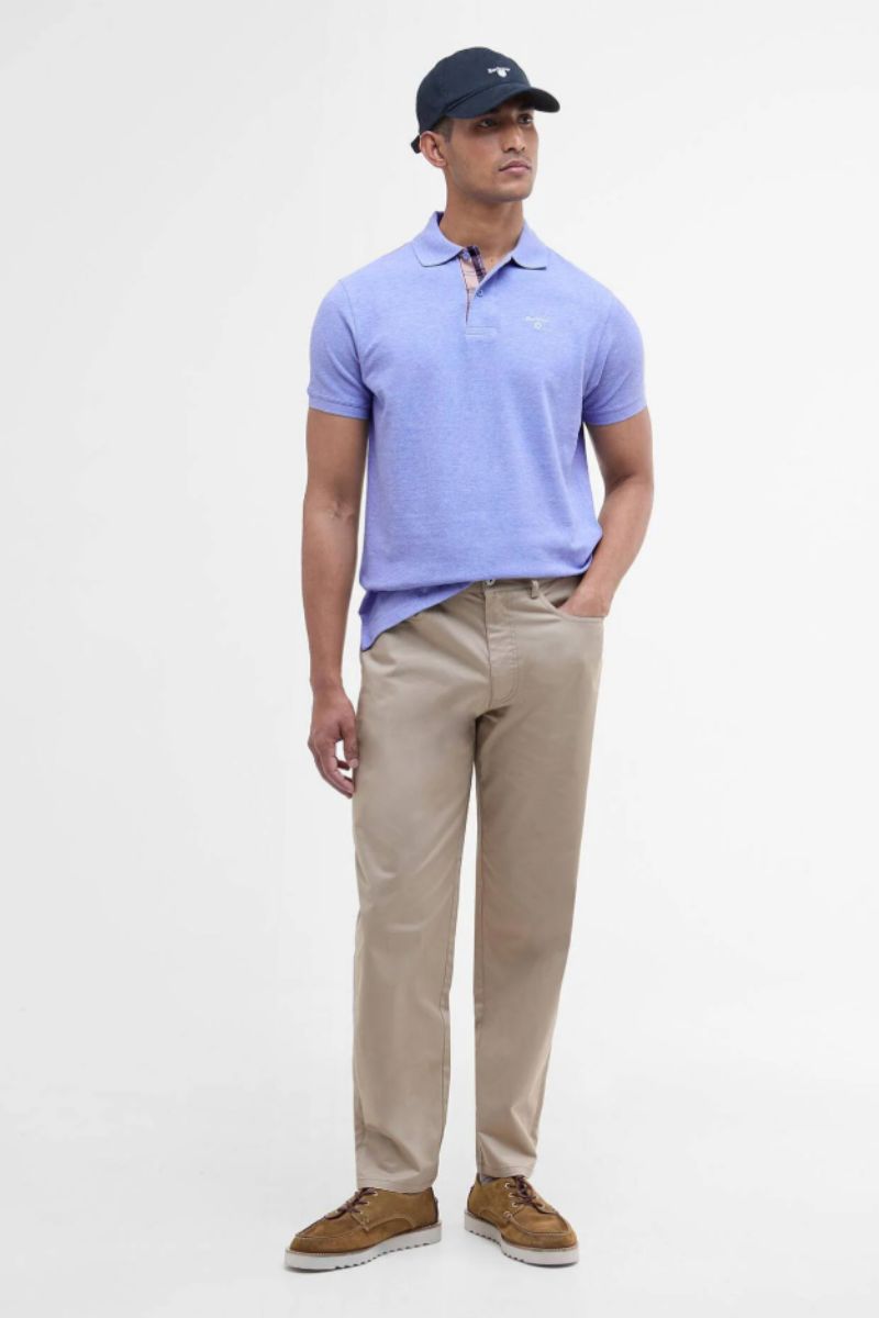 Barbour Tartan Pique Poloshirt Sky Marl