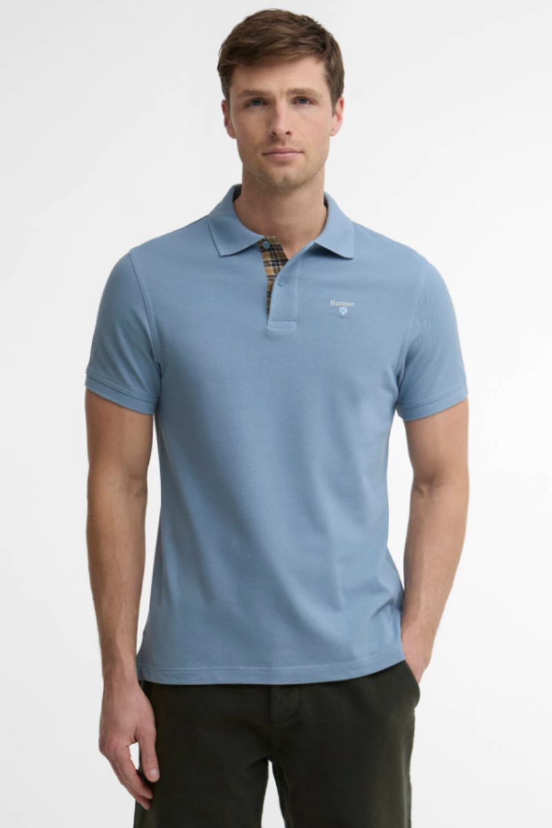 Barbour Tartan Pique Polo Tarn Blue