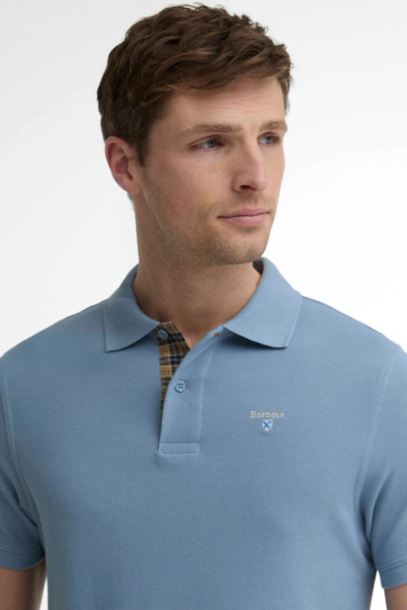 Barbour Tartan Pique Polo Tarn Blue