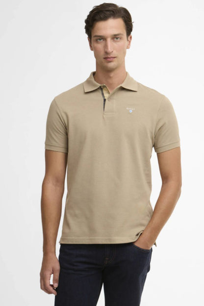 Barbour Tartan Pique Poloshirt Washed Stone
